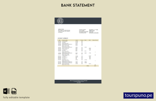 listo para imprimir Plantilla de Word   extracto bancario del Salvador Banco Cen
